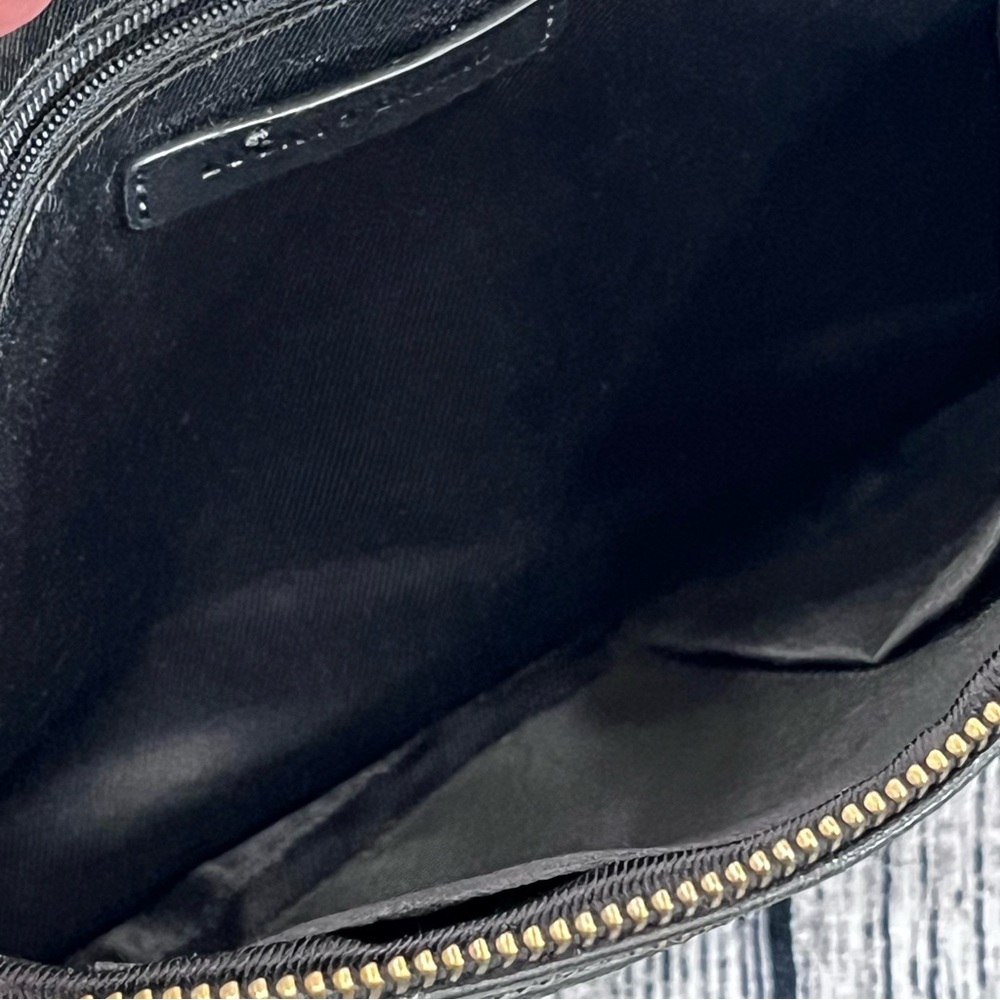 Lucky Brand Black Leather Crossbody Bag, Woven Front, Adj Strap, Zip Closure(s) - Picture 8 of 17